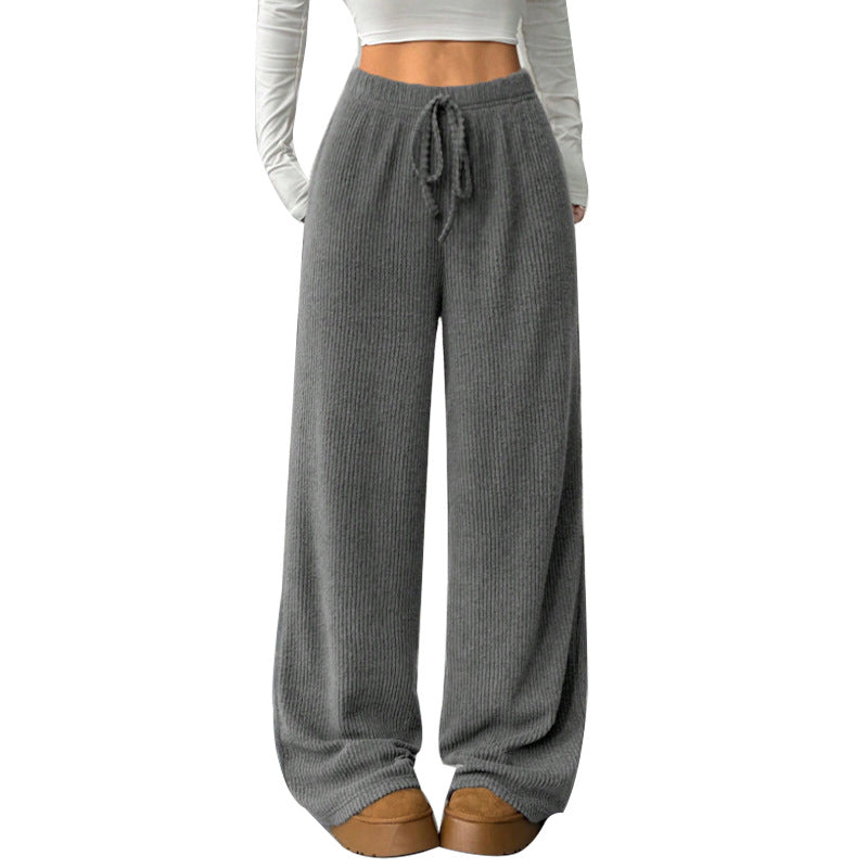 Loose-fitting Straight-leg Wide-leg Pants With A Tie Waist