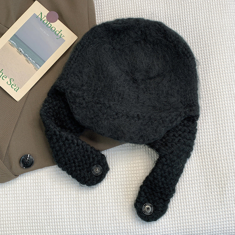 Hand-knit Plush Toe And Ear Protection Beanie
