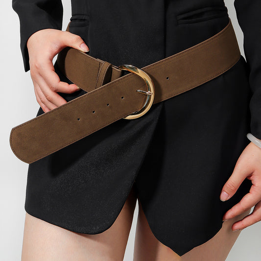 Metal Pin Buckle Versatile Retro Simple Wide Belt Men And Women Belt