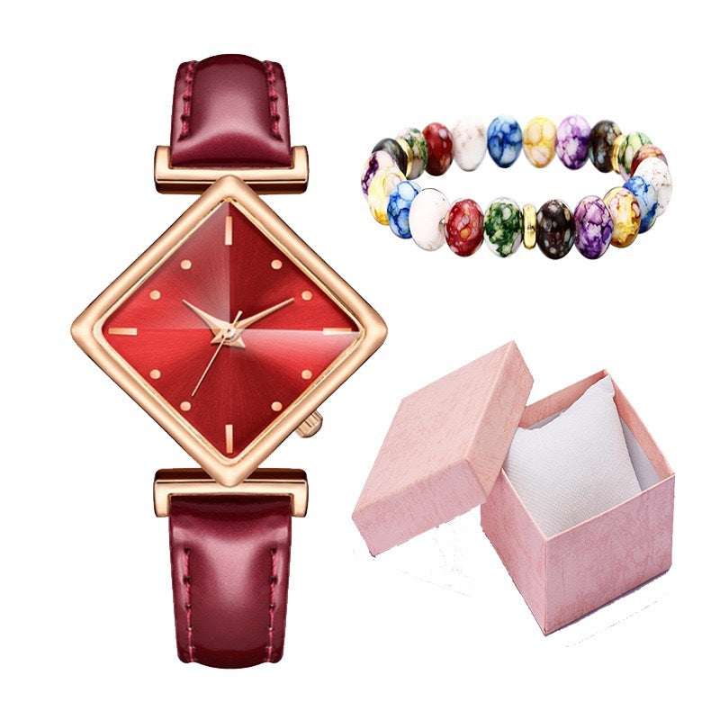 Elegant Diamond Dial Thin Strap Women's Watch