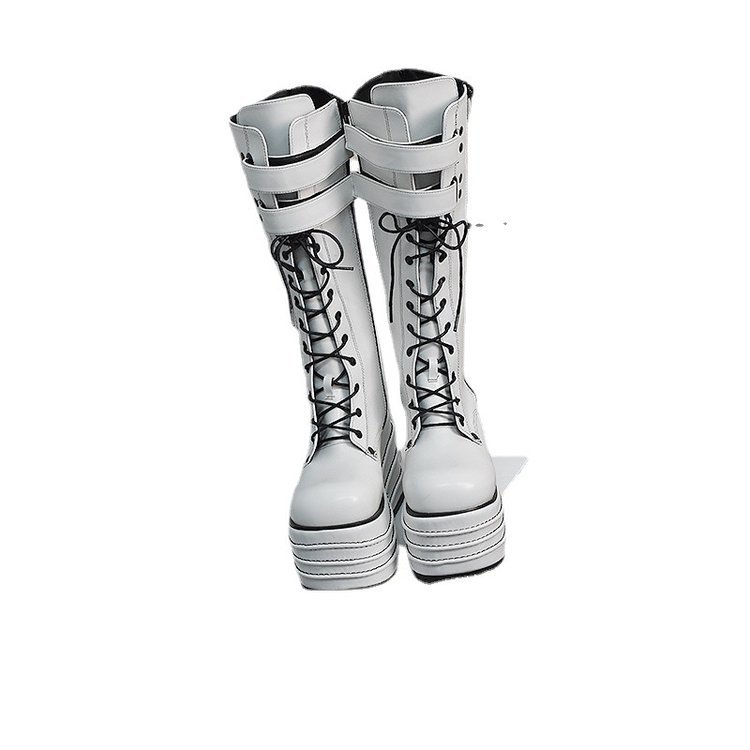 European And American Round Head Thick Bottom Long Boots Female