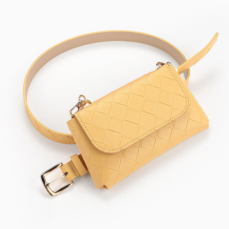 Plaid Leisure Decorative Chain Waist Bag