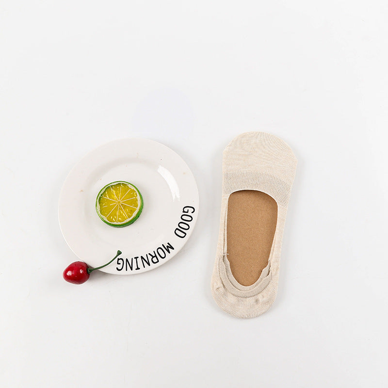 Female Shallow Mouth Invisible 10 Colors Cotton Silicone Socks