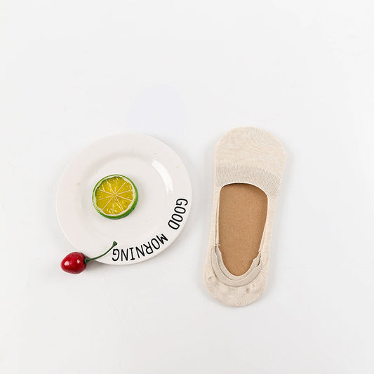 Female Shallow Mouth Invisible 10 Colors Cotton Silicone Socks