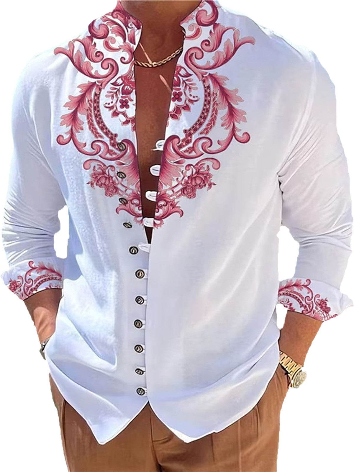Printed Shirt Cardigan Casual Top  3D