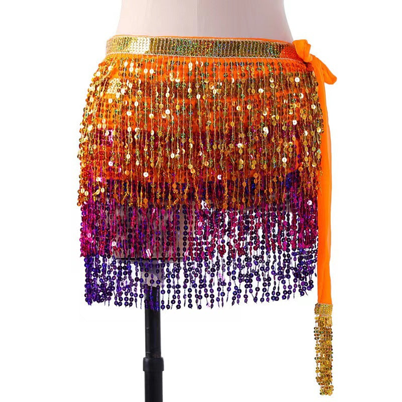 Halloween Indian Dance Hip Scarf Bohemia Sequins