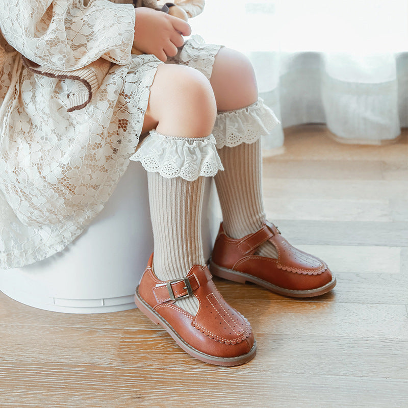 Girls' Heelless Socks Lace In Autumn And Winter