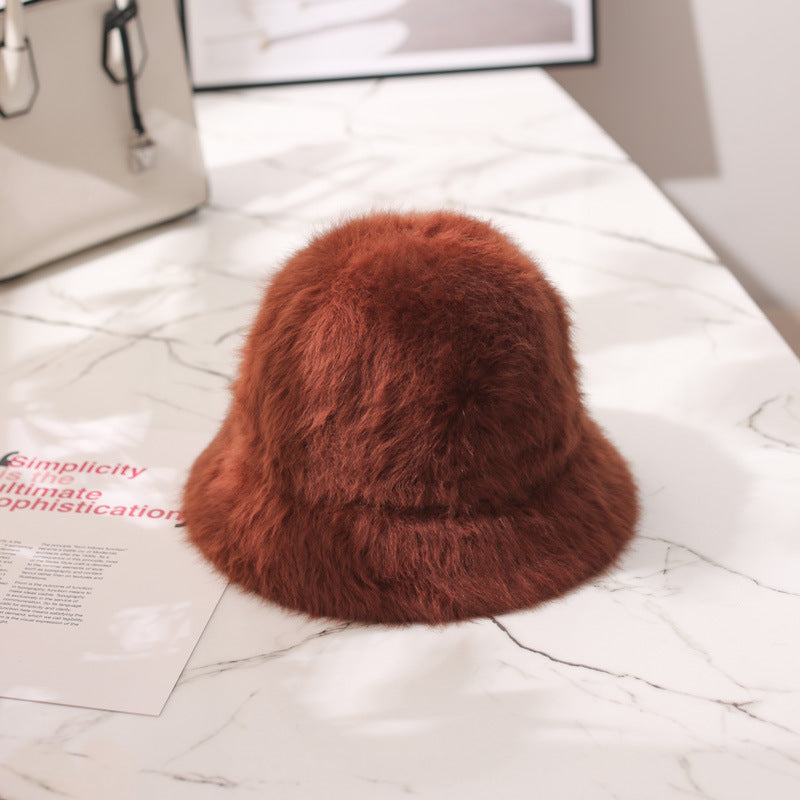 Rabbit Fur Sweet Plush Warm Bucket Hat