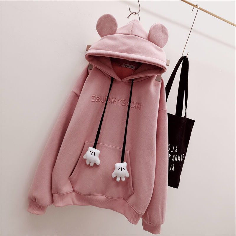 Dame Sweater Fleeceforet Tyk Broderi