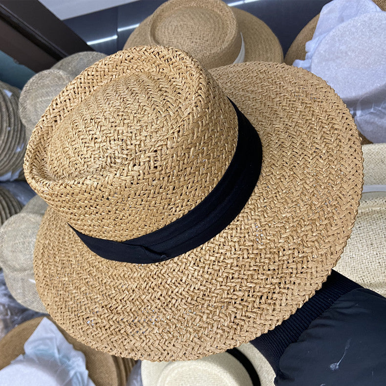 Summer Female Flat Straw Hat Sun Visor Hat Lafite