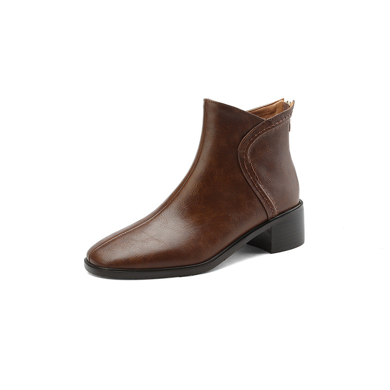 Brown Vintage Fleece-lined Plus Size Martin Boots