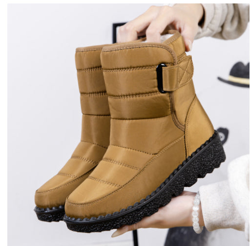 Winter Fabric Casual Cotton Shoes Mid-tube Artificial Wool Plus Velvet Thick Snow Boots