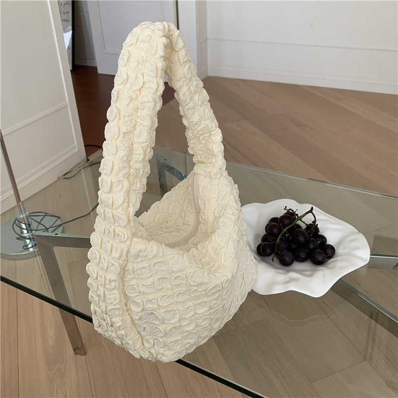 One-shoulder Underarm Tote Cloud Pleated