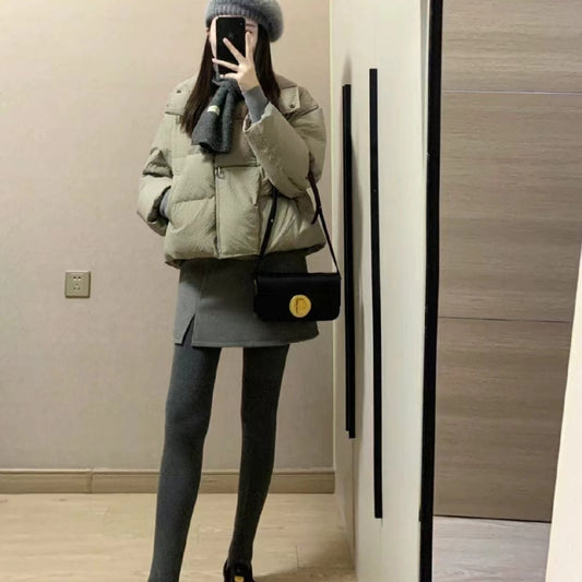 Gray Thickened Vertical Stripes Cotton Pantyhose