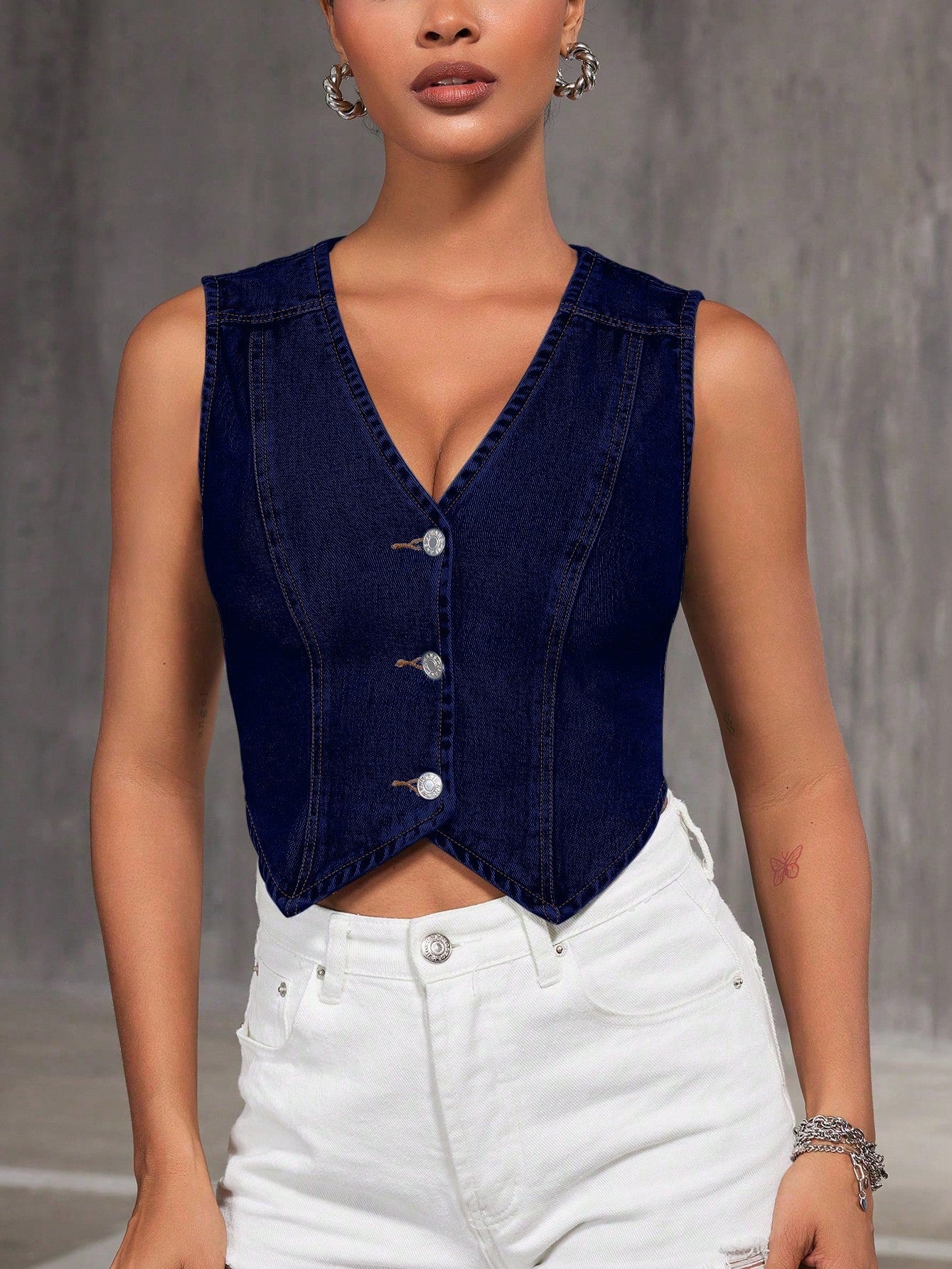 Womens V-neck Denim Vest Top