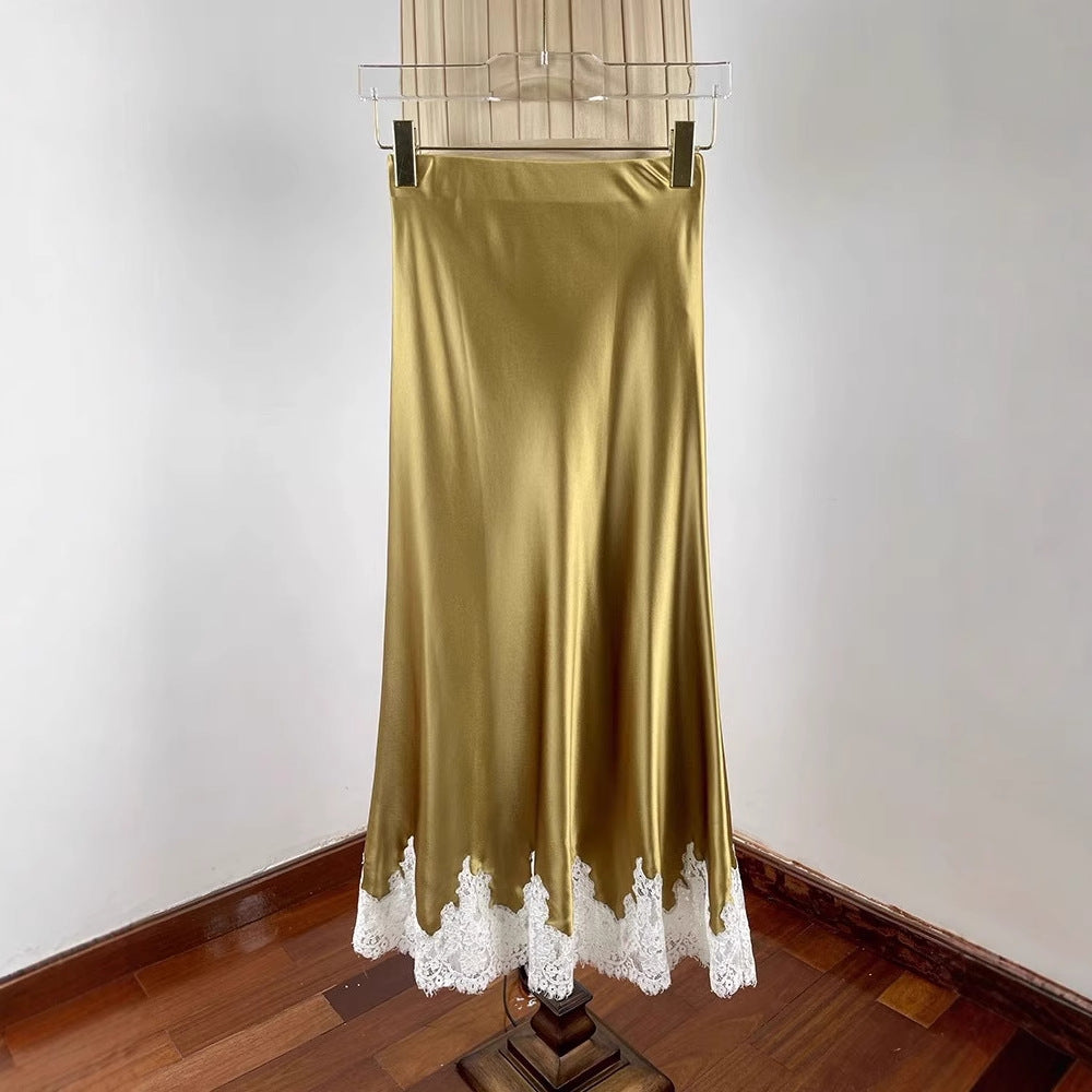 Elegant Lace Stitching Hip Long Dress For Women