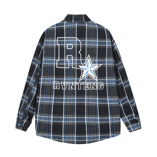 Letter Five-pointed Star Printed Loose Casual Shirt Coat