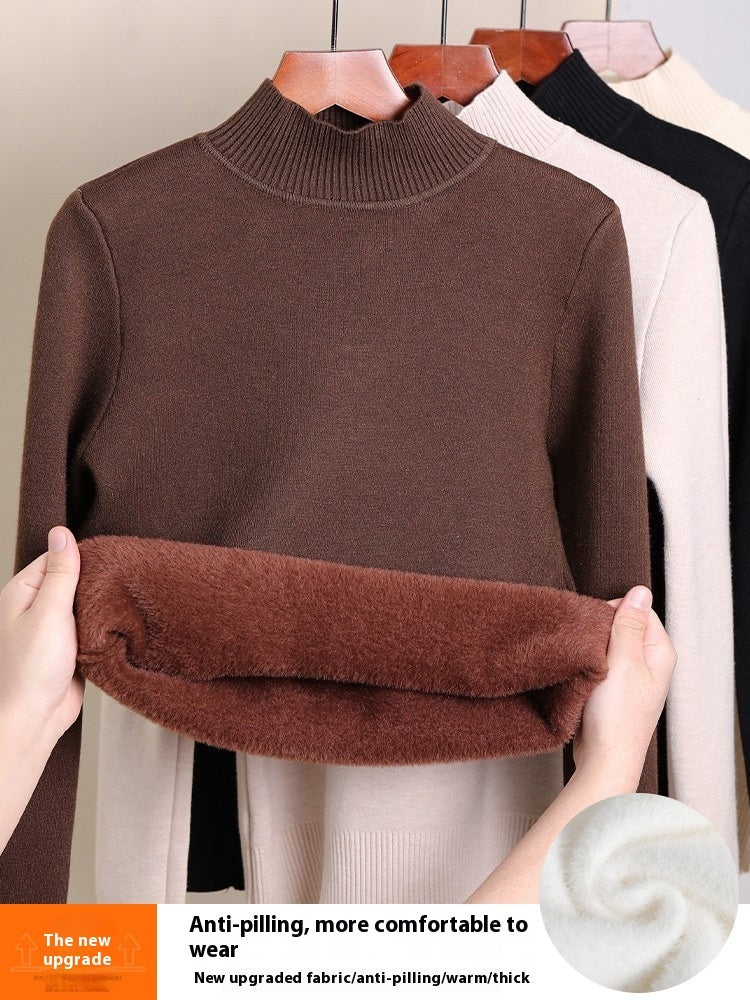 Fleece-lined Thick Turtleneck Sweater Women