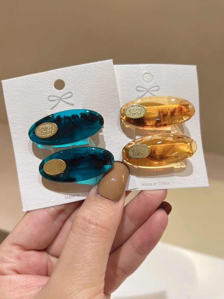 Oval Acetate Small Duckbill Clip Fashion Hairpin
