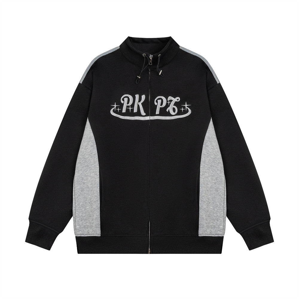 American Color Matching Letters Loose Casual Jacket