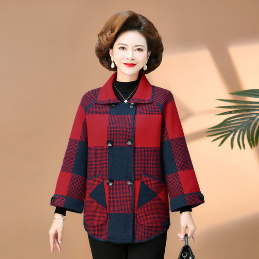Fashionable Stylish Plaid Knitted Cardigan Coat