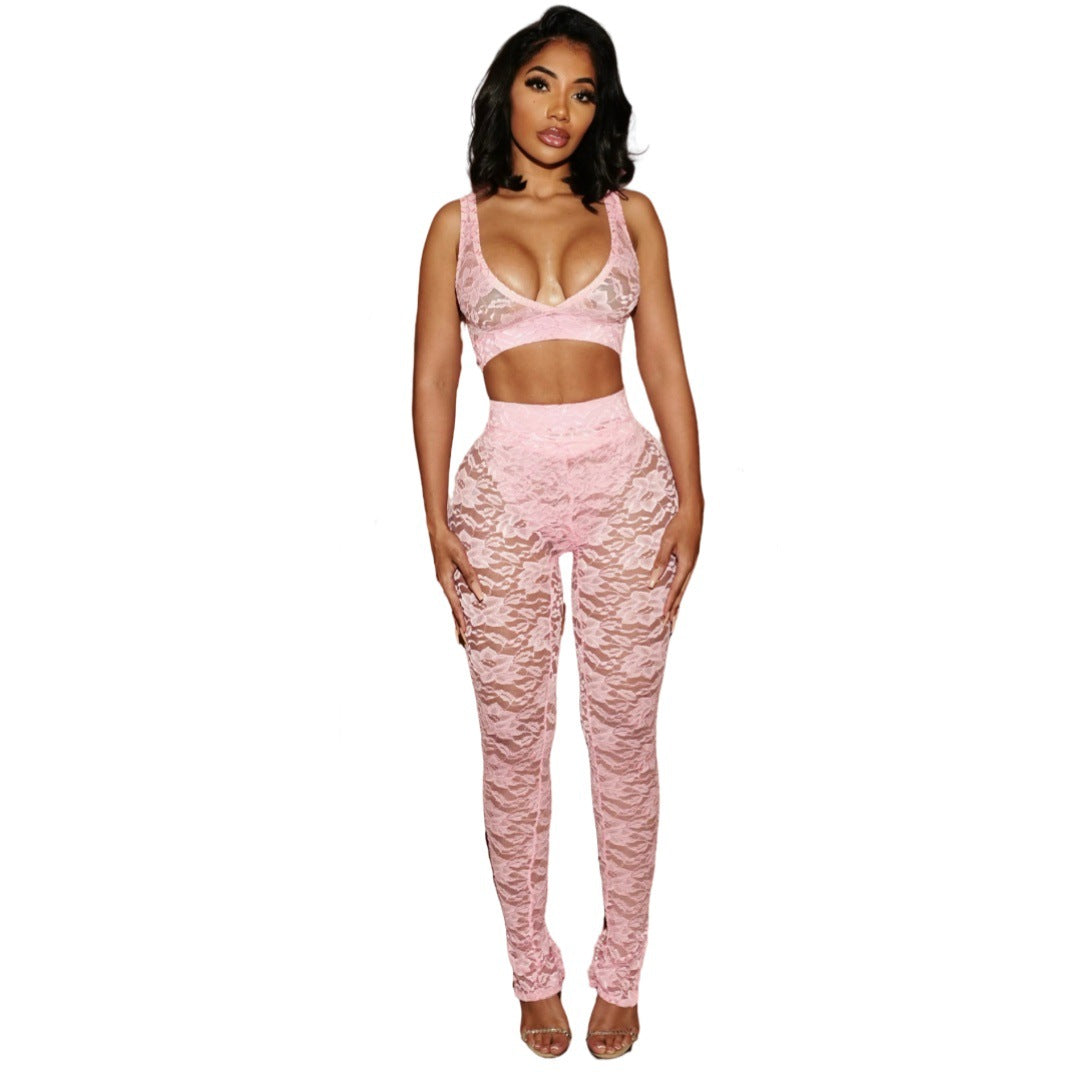 European And American Womens Fashion Dobaan Lace Two-piece Set