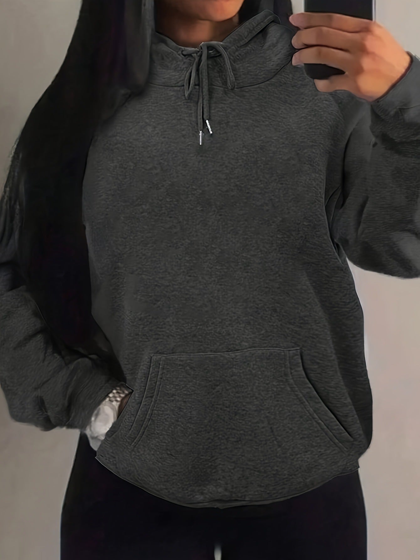 Printed Long Sleeve Hooded Loose Women's Sweater