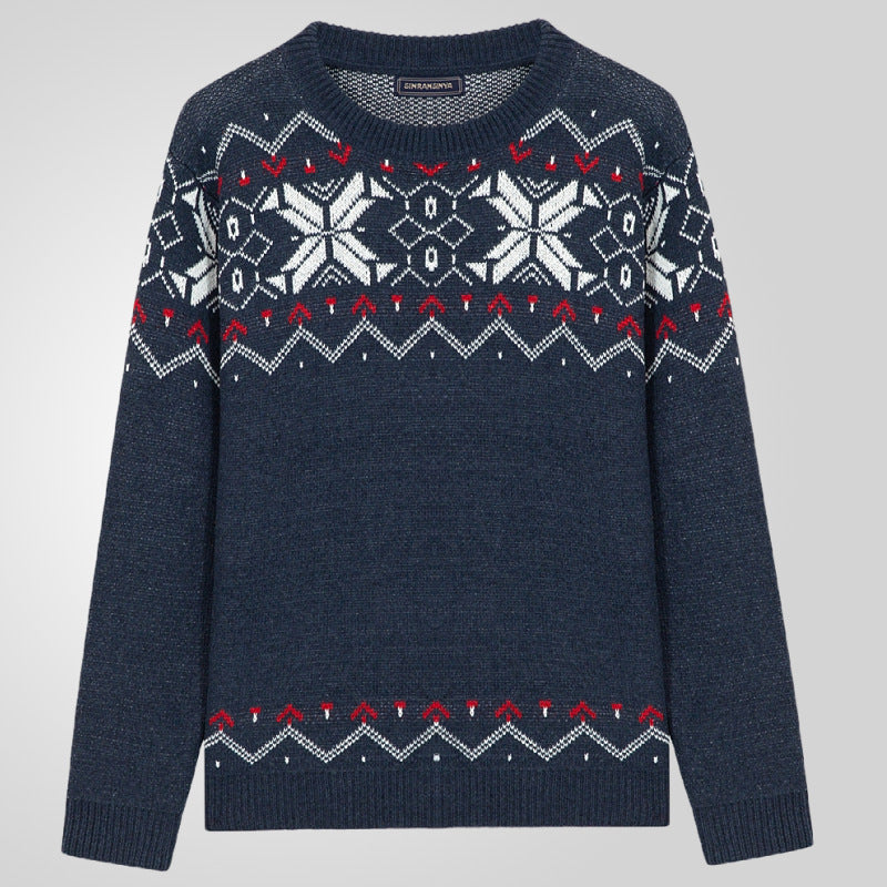 Autumn And Winter Round Neck Pullover Knitting Long Sleeve Brocade Sweater Men