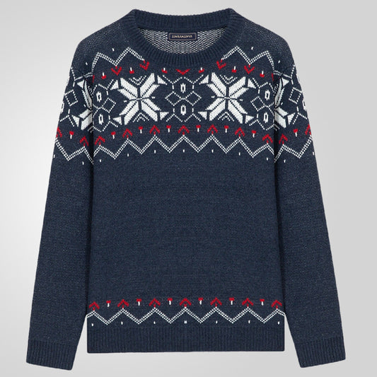 Autumn And Winter Round Neck Pullover Knitting Long Sleeve Brocade Sweater Men