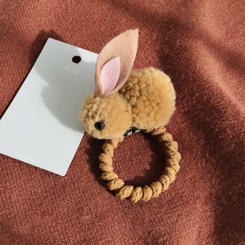 Cute Lamb Hair Three-dimensional Rabbit Head Rope