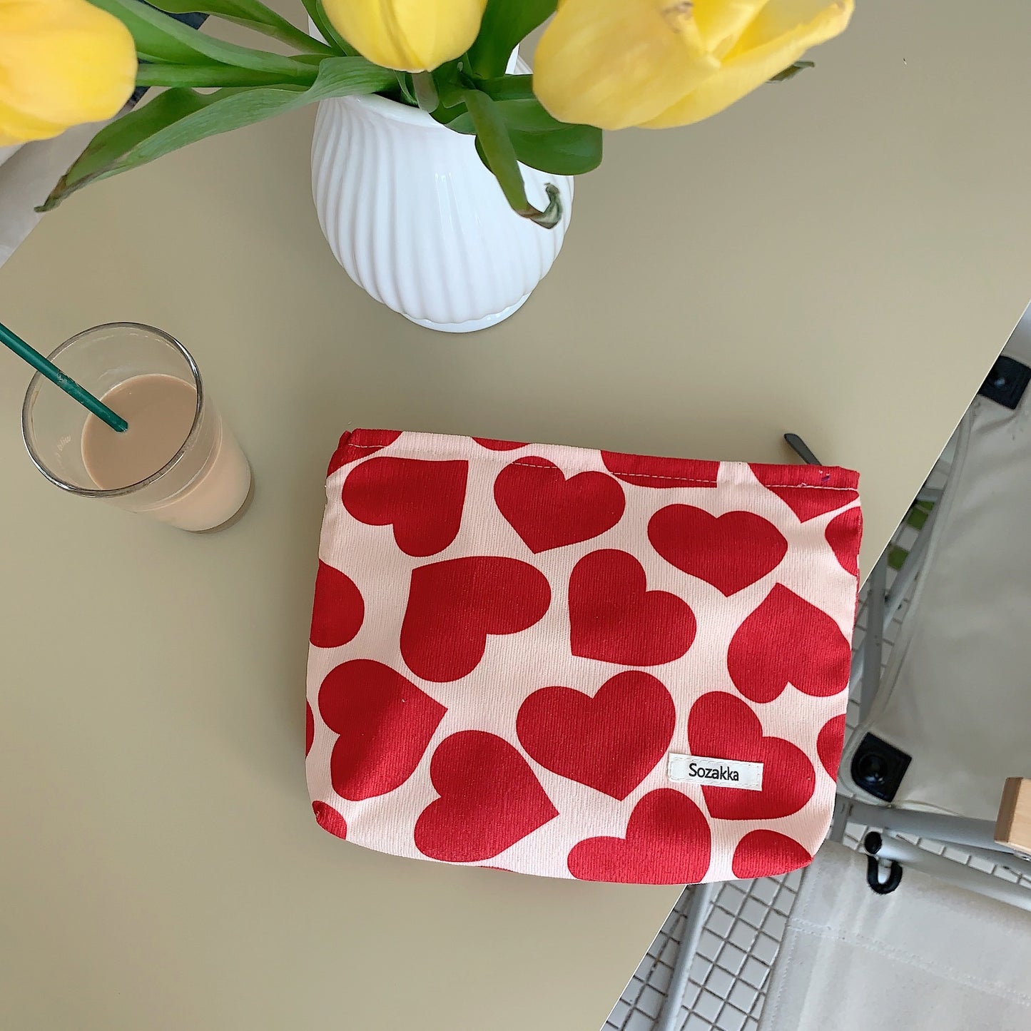 Portable Corduroy Chessboard Clutch Buggy Bag
