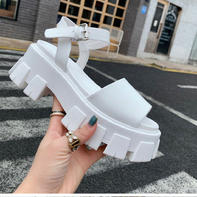 Fish Mouth Thick Bottom Increased Hollow Buckle Sandals Women