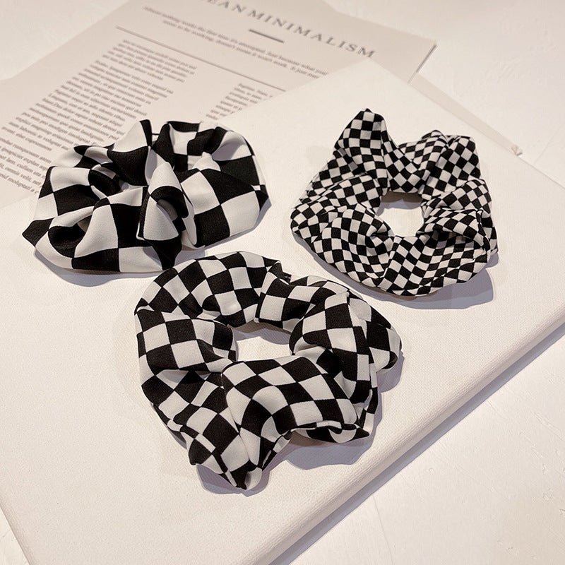 Hair Tie Black And White Plaid Headband All-match Hair Accessories