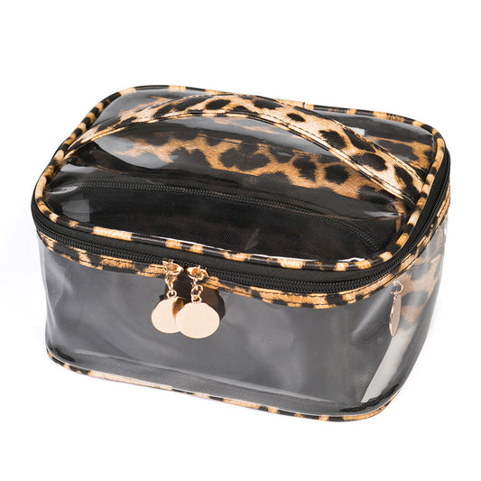 Leopard Print PVC Transparent Portable Cosmetic Bag