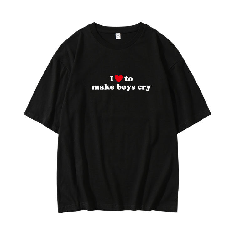 Ladies Short Sleeve Loose Cotton Printed Top