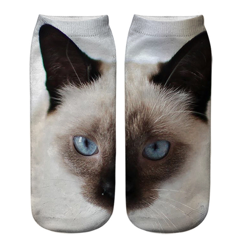 Cat Eye 3D Printing Heat Transfer Short Socks