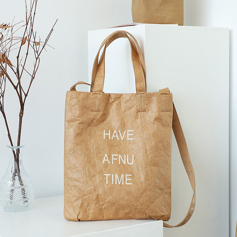 Simple Vintage Washed Kraft Tote Bag Women