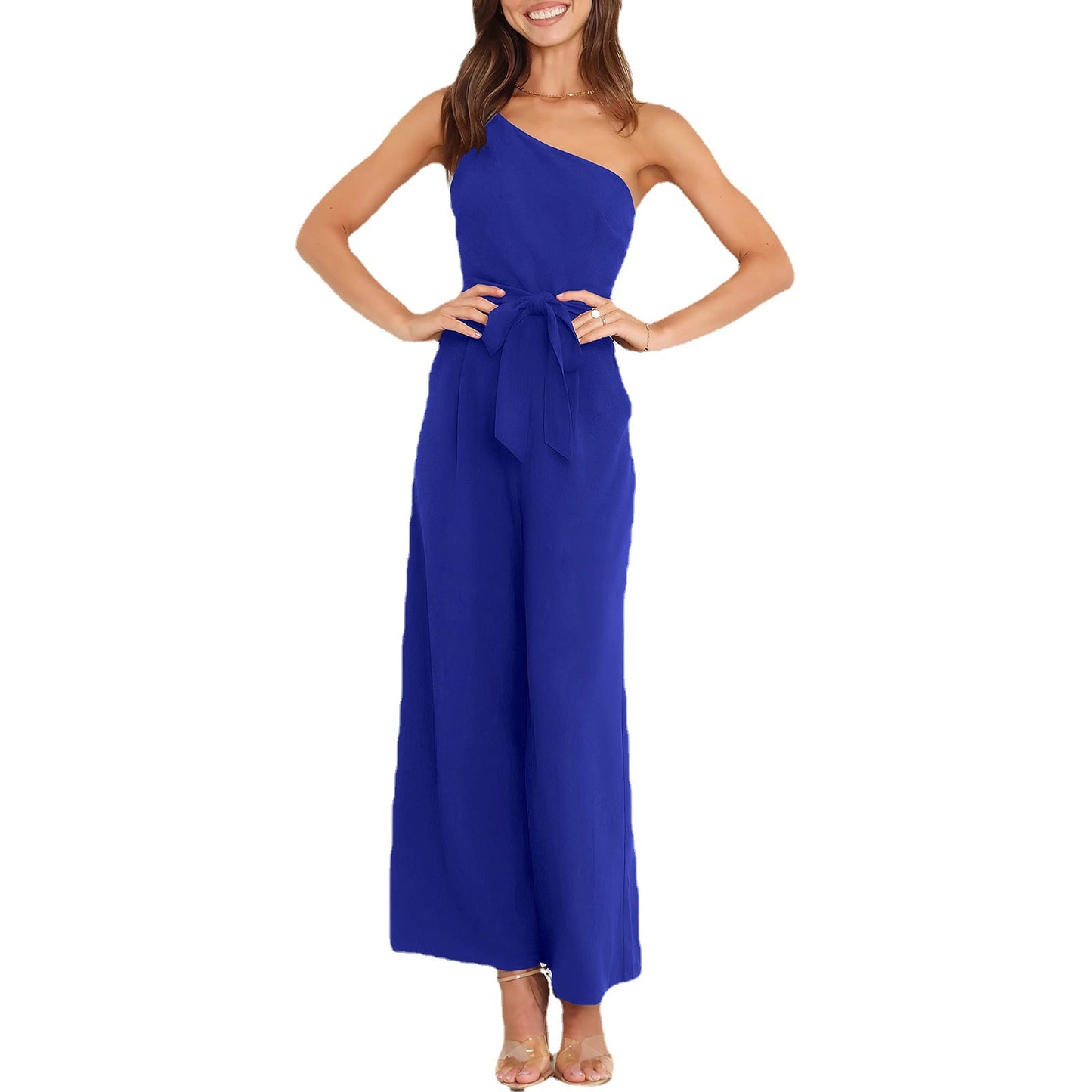 Temperament Commute Solid Color Lace-up Jumpsuit For Women