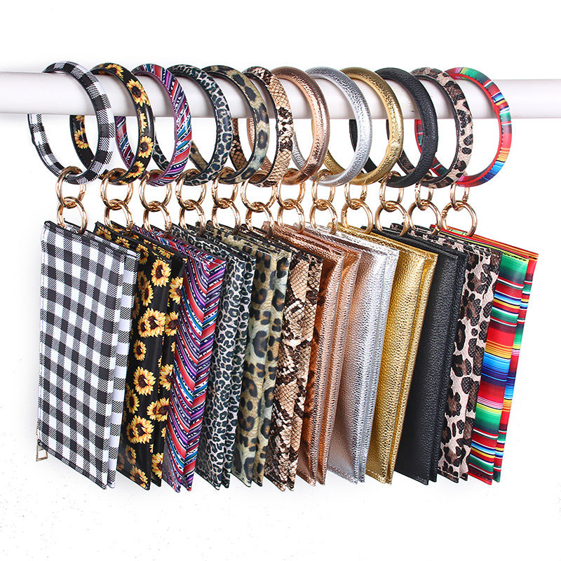 Leopard Leather Tassel Double Layer Jewelry Bag