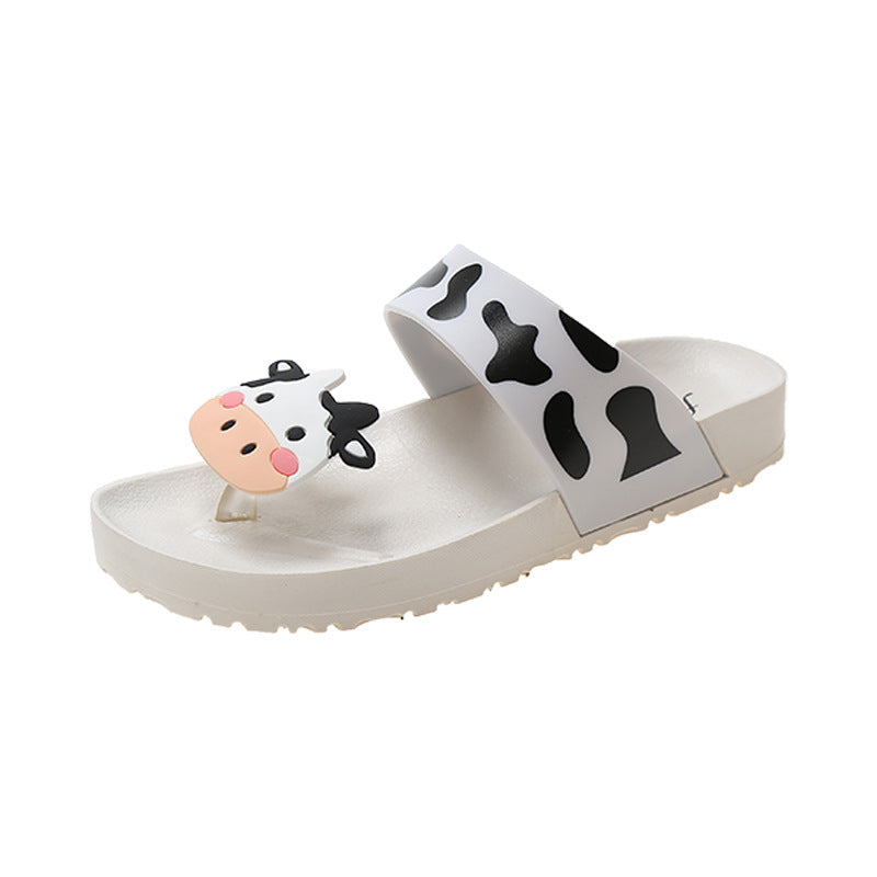 Cute Cartoon Slippers Indoor And Outdoor Flat Cow Sandals