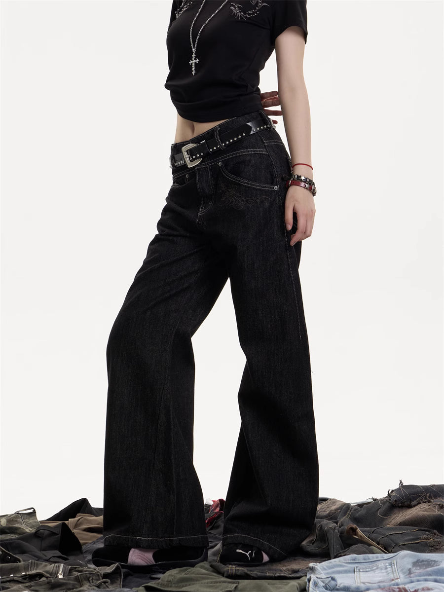 American Retro Cleanfit Wide Leg Jeans Straight Casual Mopping Trousers