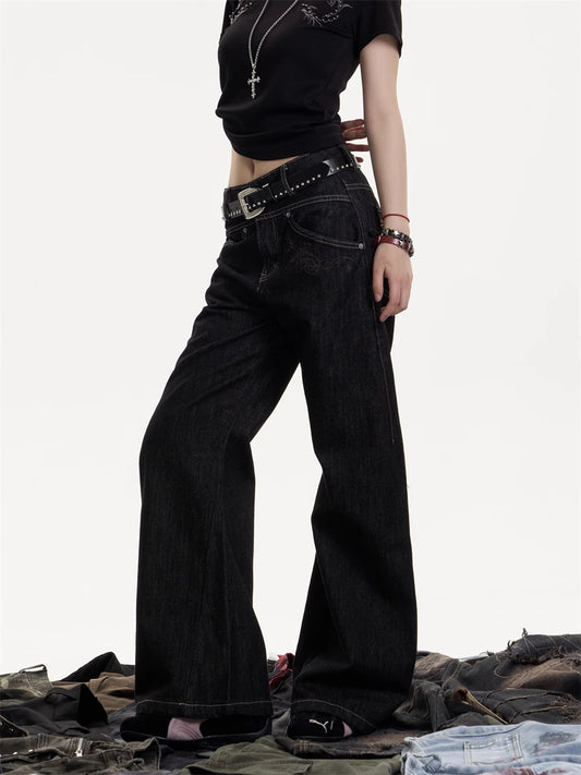 American Retro Cleanfit Wide Leg Jeans Straight Casual Mopping Trousers
