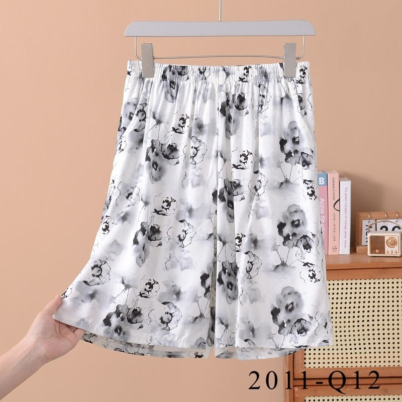 Women's Loose-fit Cotton-silk Floral-print Shorts
