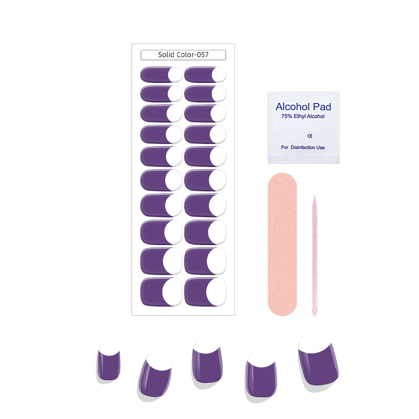 New French Solid Color Gel Waterproof Semi-baked Nail Stickers