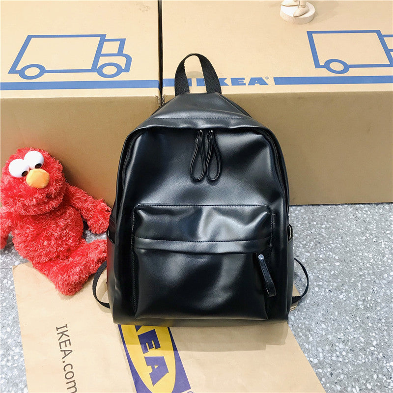 Large Capacity Solid Color PU Leather Student Shoulder Bag