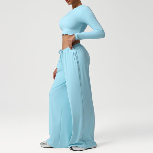 Loose Draping Wide-leg Pants For Workouts Yoga Outfit Set