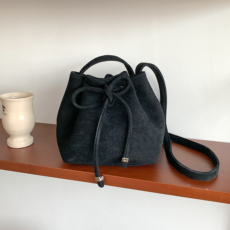 Women's Drawstring Bag Drawstring Mini Bucket Bag Special-interest Design Shoulder Bag