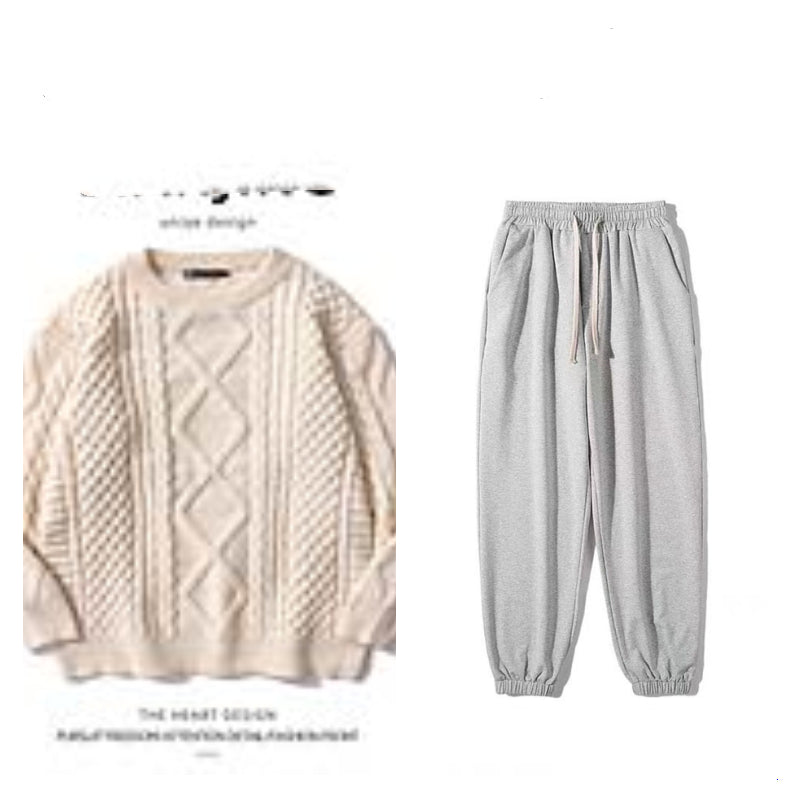 Hong Kong-inspireret Retro Rhombus Twist Rundhalset Sweater til Mænd