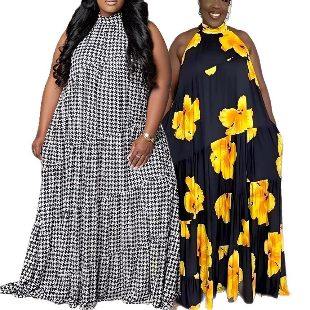 Womens Plus-Size Sleeveless Swing Dress With Pockets In A Casual Style