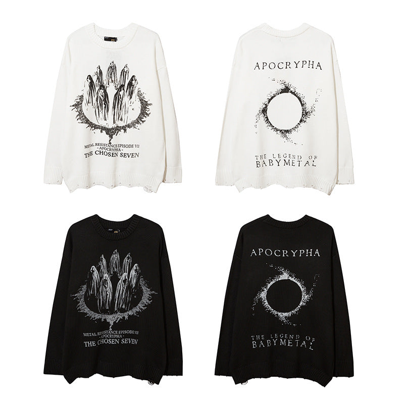 Letter Jacquard Knitted Sweater For Men And Women
